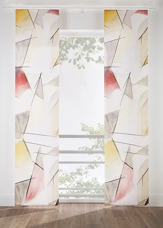 Ondoorzichtig paneelgordijn met retro print (1 stuk) • crème-marsala-donkergrijs-mango • bonprix online shop