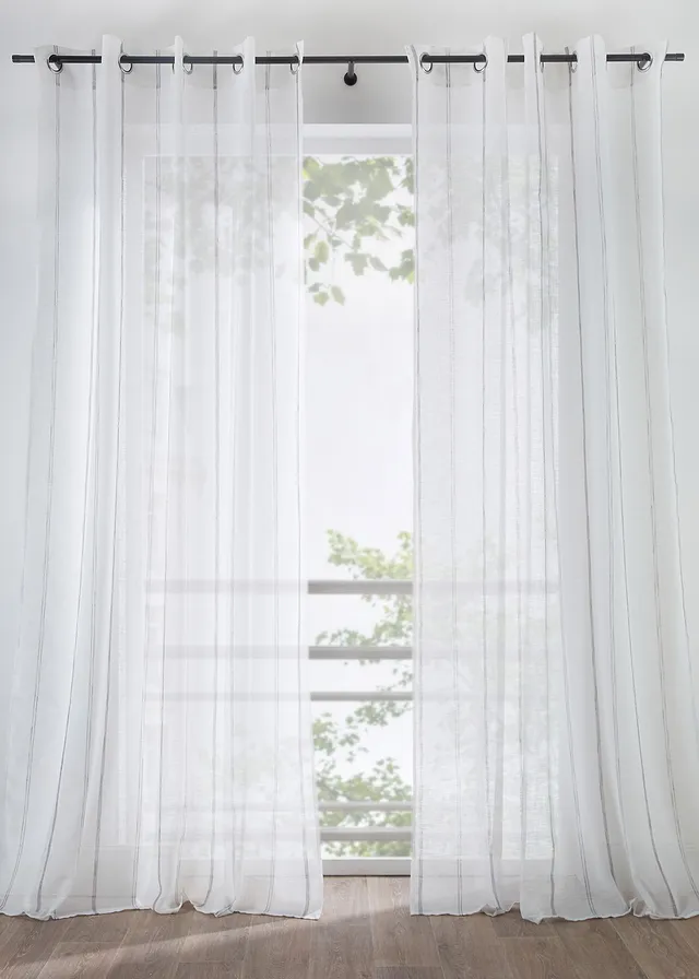 Voilage rayé (1 pce) • blanc-gris • Boutique bonprix