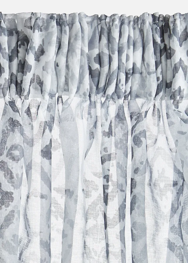 Gordijn met print (1 stuk), Kleur: grijs/wit