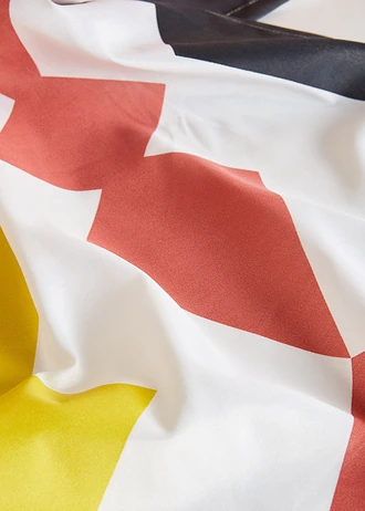Firana z poliestru z recyklingu (1 szt.), kolor: żółty musztardowy-brązowy-ciemnoszary