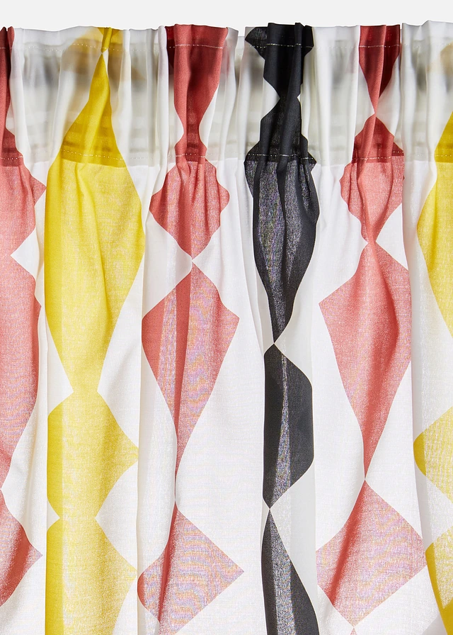 Voilage en polyester recyclé (1 pce), Couleur: jaune moutarde-marron-gris foncé