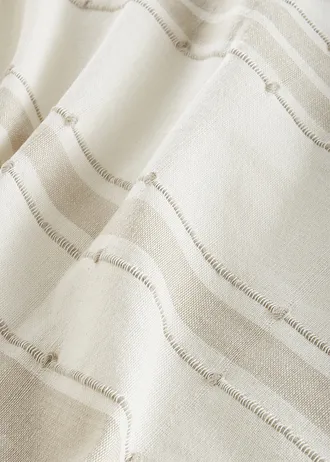 Gordijn van biologisch katoen met strepen (1 stuk), Kleur: crème-lichtgrijs