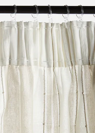 Draperie cu dungi din bumbac organic (1 buc.), culoare: crem-gri deschis