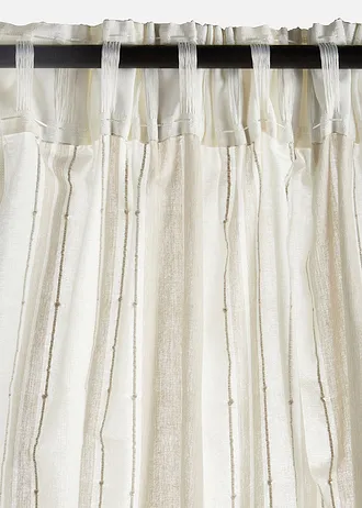 Rideau en coton rayé (1 pce), Couleur: crème-gris clair