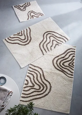 Koupelnová předložka s grafickým designem, barva: hnědá s grafickým vzorem