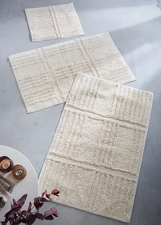 Tapis de bain, Couleur: écru rayé