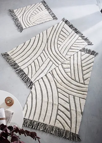 Tapis de bain à motif graphique, Couleur: écru graphique