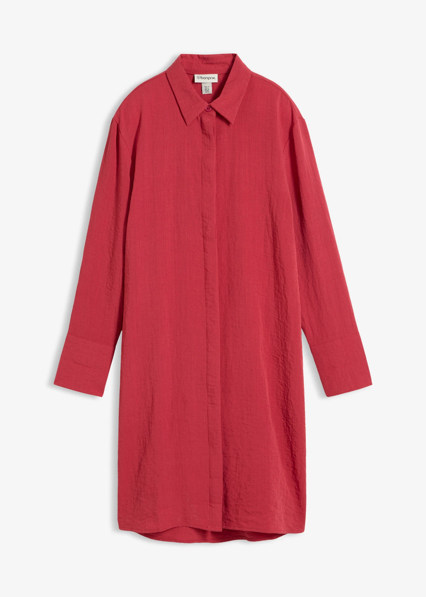 Chemisier long et doux, viscose majoritaire • rouge cerise • Boutique bonprix