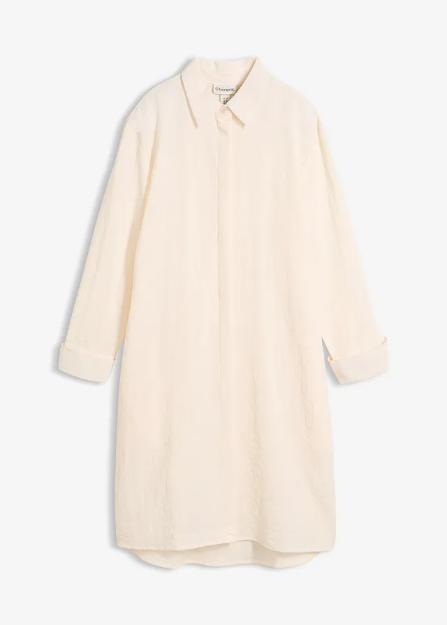 Lange blouse in een zachte viscosemix, Kleur: wolwit