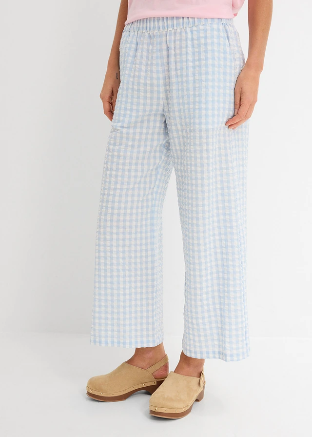 Culotte van puur katoen, Kleur: wolwit-poederblauw geruit