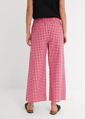 Culotte nadrág tiszta pamutból • rózsaszín-cseresznyepiros kockás • bonprix áruház