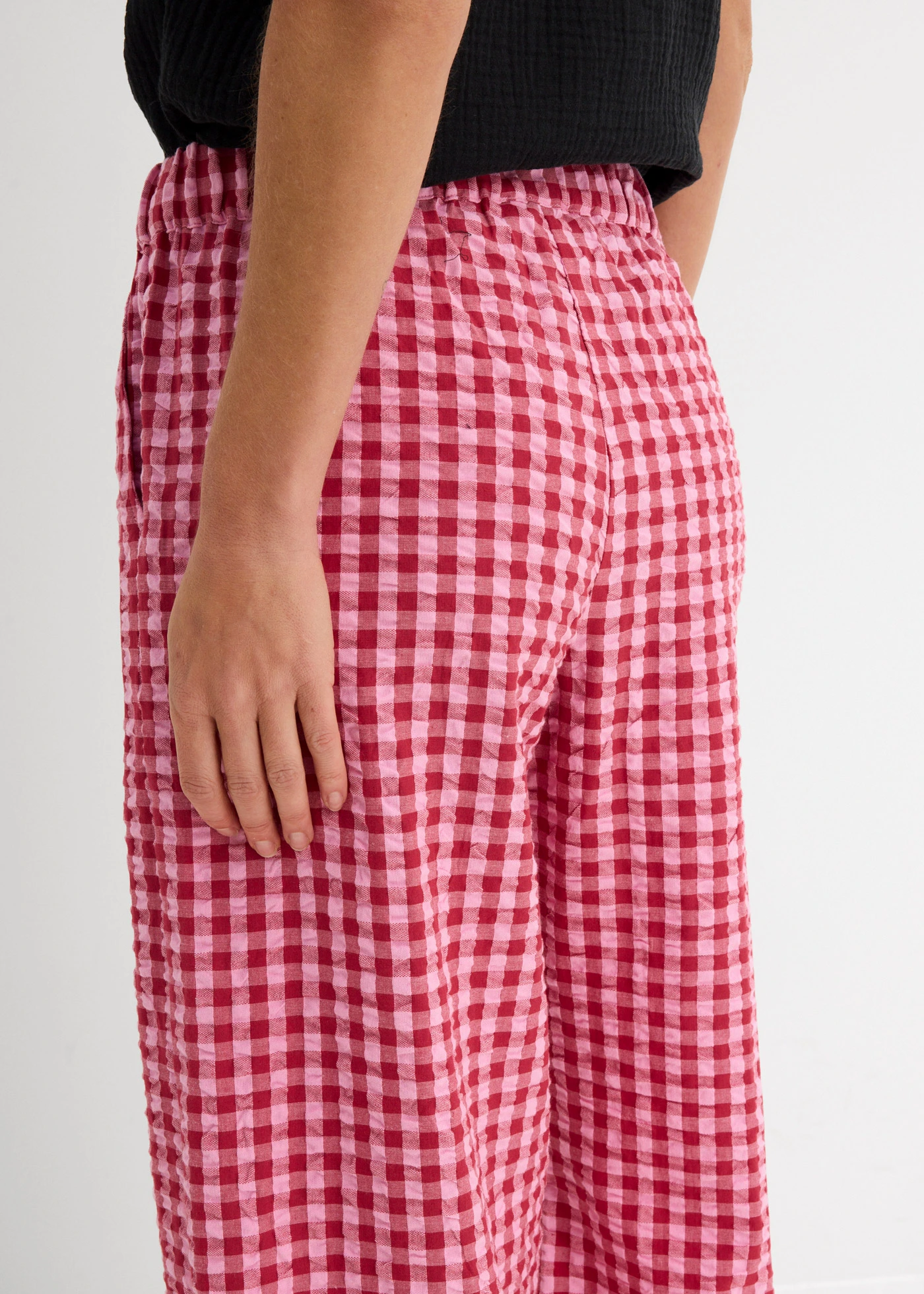 Culotte kalhoty z čisté bavlny • růžovo-třešňově červená kostka • bonprix obchod