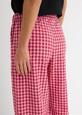 Nohavice Culotte z padavého viskózového mixu • ružová-čerešňovo červená károvaná • obchod bonprix