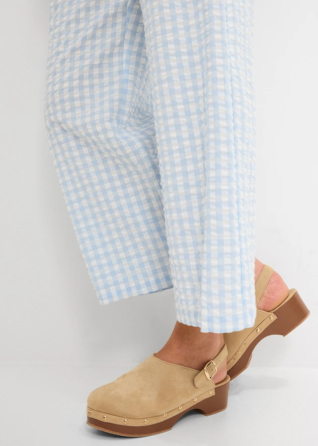 Pantalon large 100% coton • écru-bleu poudré carreaux • product-page.page-title-suffix