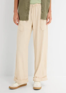 Pantalon style utility raccourci, Couleur: beige galet
