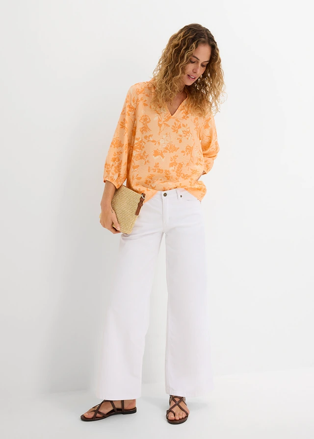 Tuniekblouse van een viscosemix • papaya-nectarine-crème-apricot gedessineerd • product-page.page-title-suffix