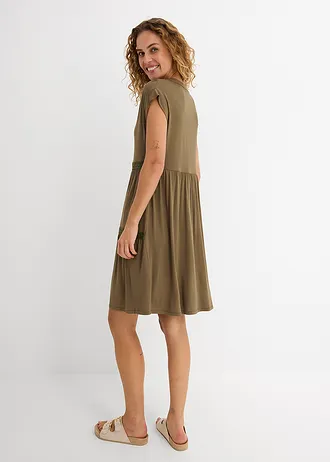 Tuniekjurk van een soepele viscosemix • donkerolijfgroen • bonprix online shop