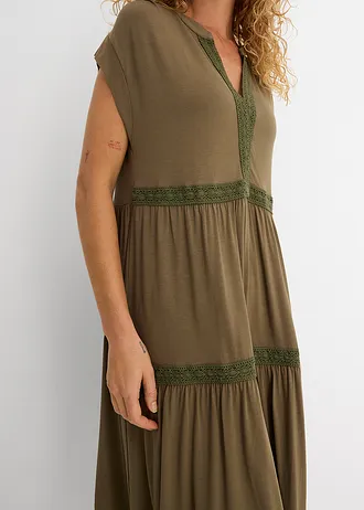 Robe-tunique douce en viscose extensible • olive foncé • Boutique bonprix
