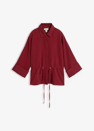 Blouse van een soepele viscosemix, Kleur: robijnrood