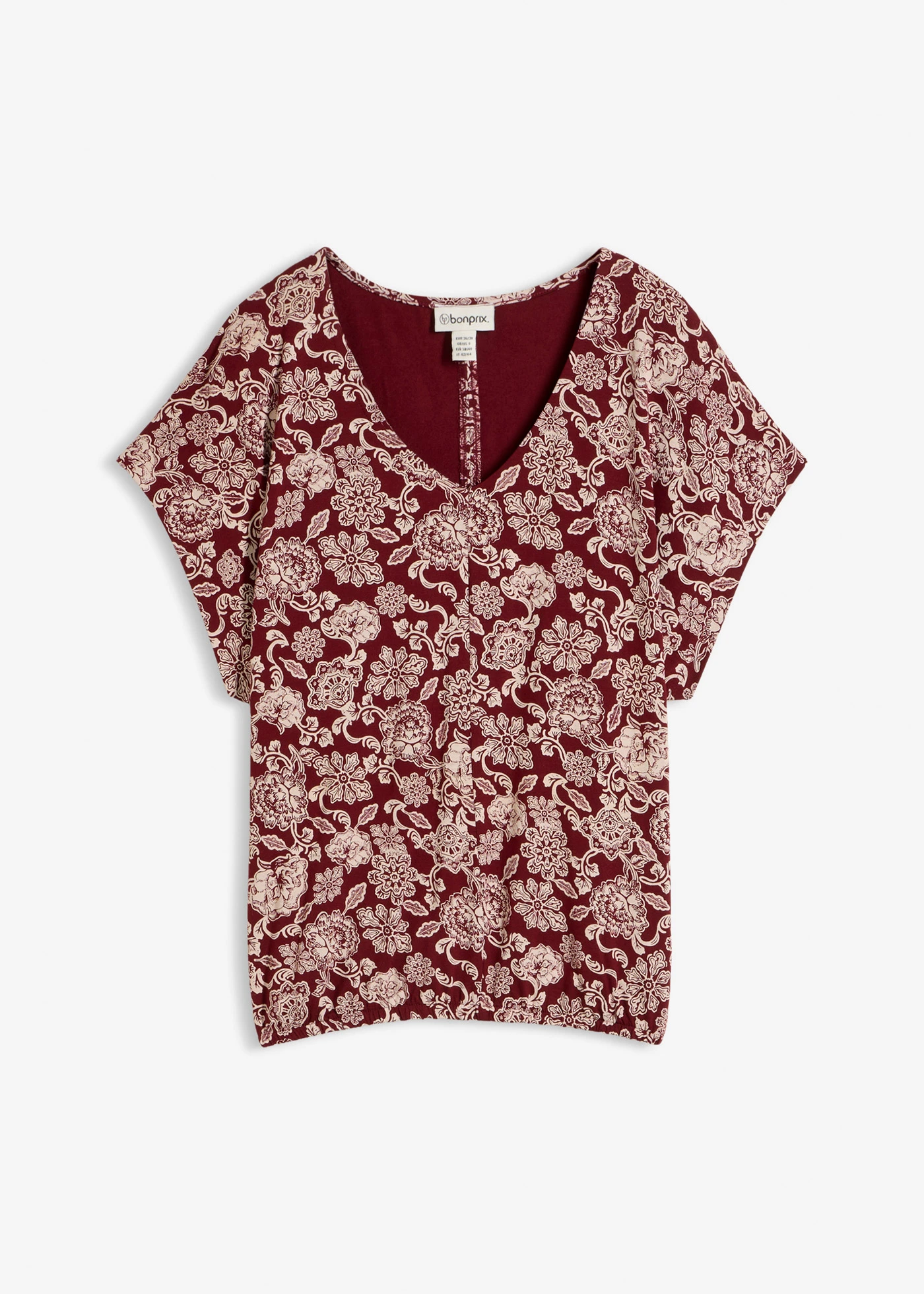 Shirt van een fijne viscosemix • robijnrood-lichtroze met print • bonprix online shop