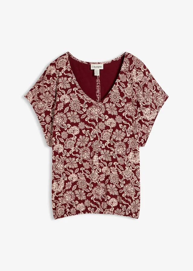 Shirt van een fijne viscosemix • robijnrood-lichtroze met print • bonprix online shop