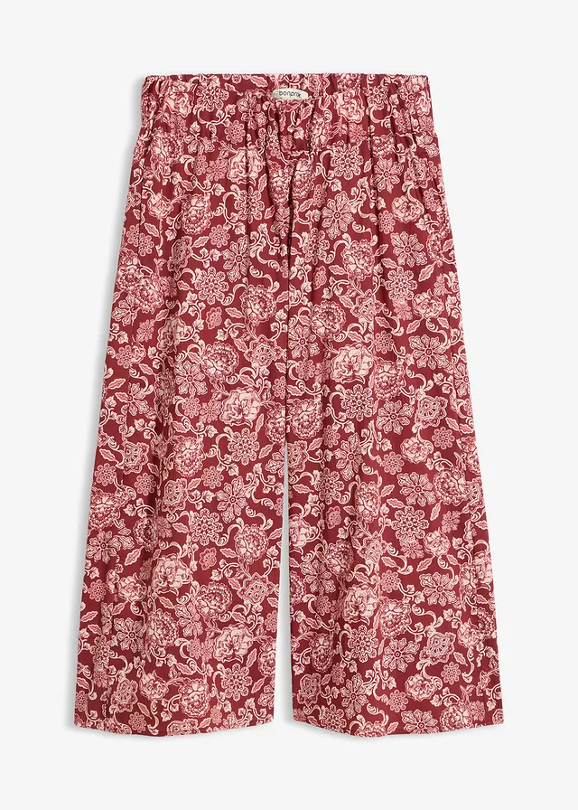 Jupe-culotte en popeline robuste • rouge rubis-rose clair imprimé • Boutique bonprix