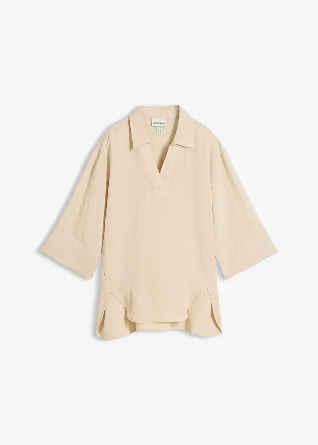 Tunique douce en viscose majoritaire, Couleur: sable clair