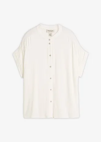 Blouse in een zachte viscosemix, Kleur: wolwit