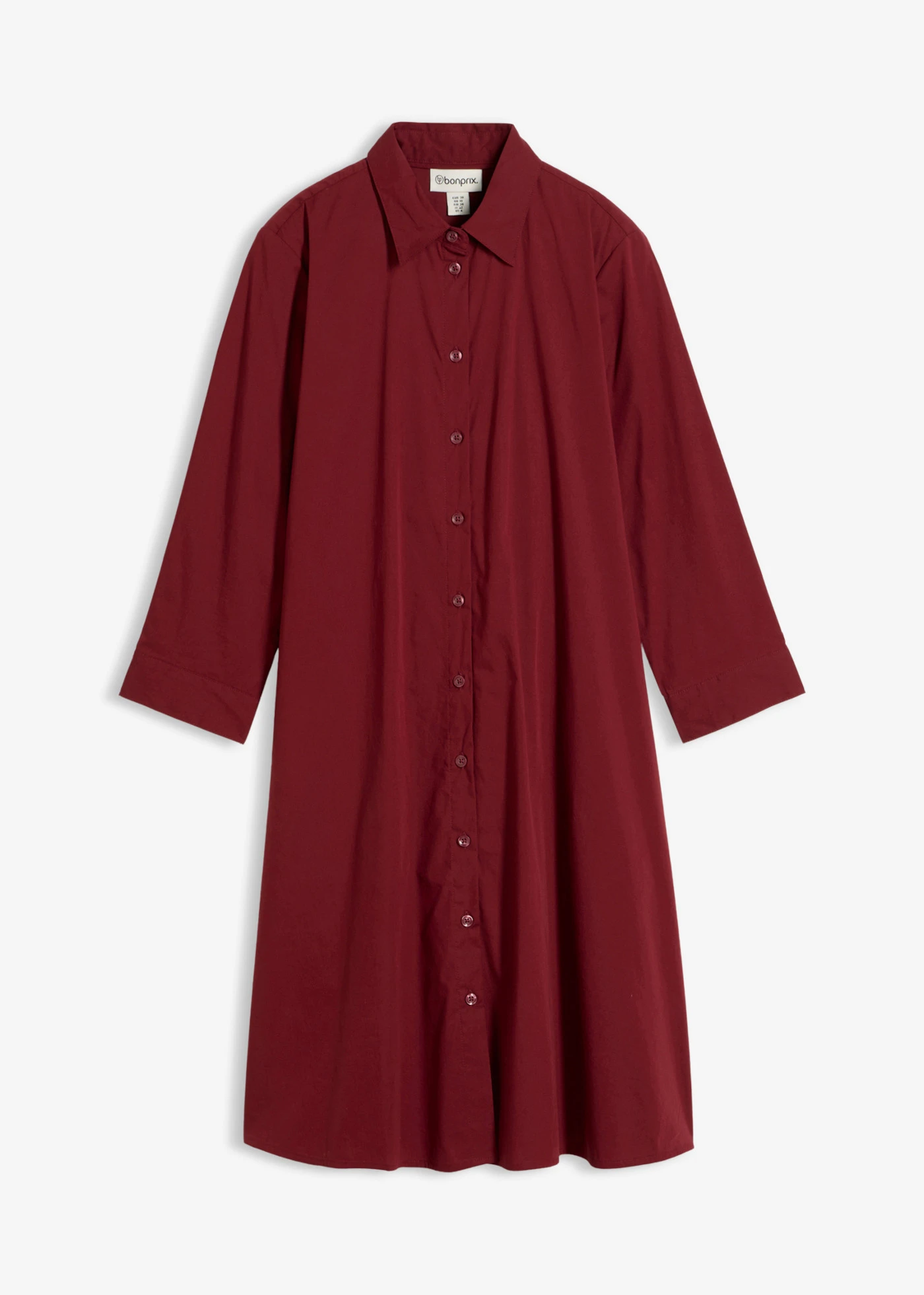 Robe-chemise en popeline solide • rouge rubis • Boutique bonprix