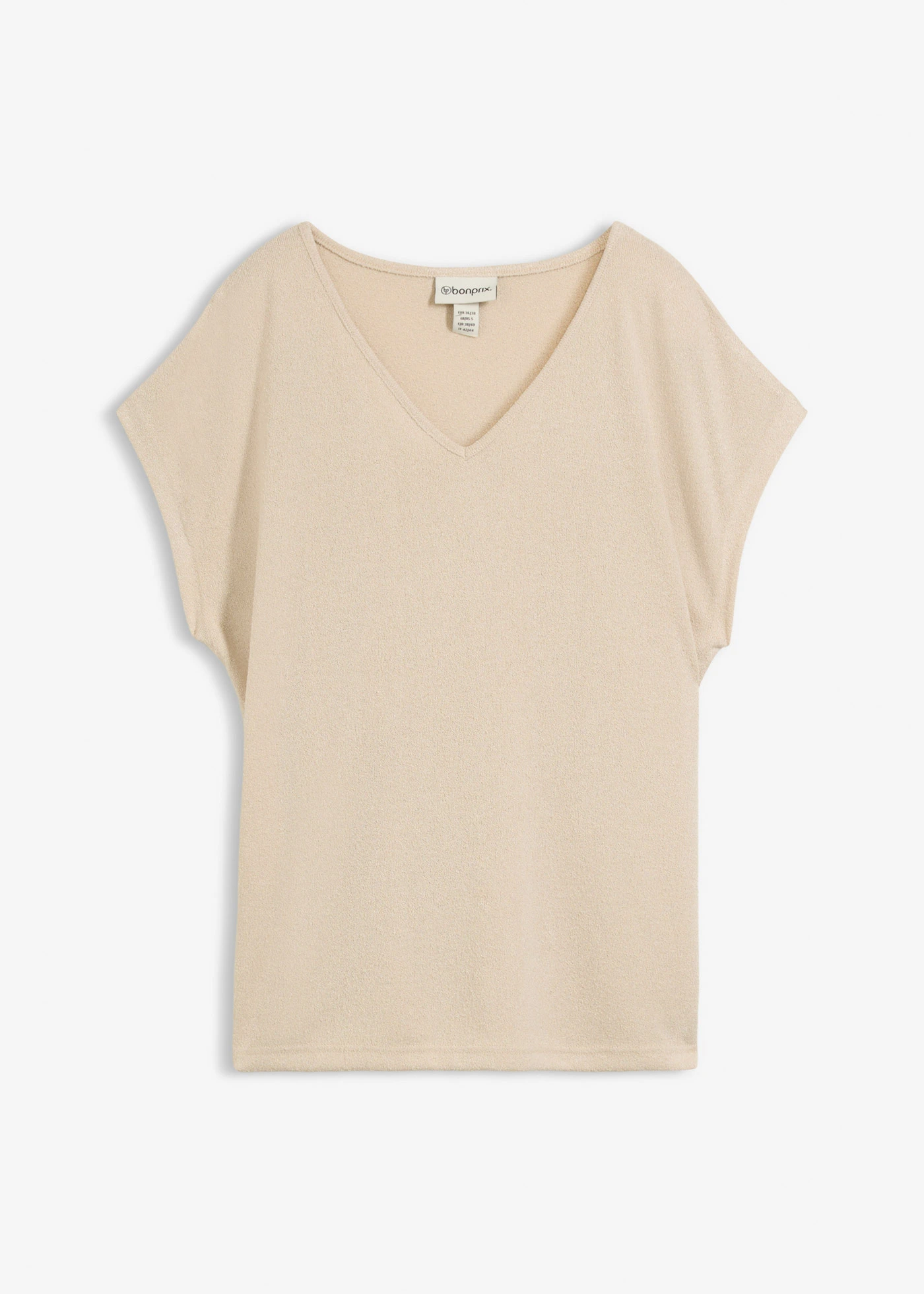 Koszulka oversize w optyce dzianiny • jasny piaskowy • sklep bonprix