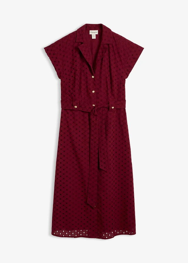 Rochie-cămașă din dantelă perforată