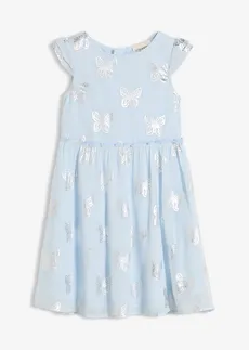 Chiffon jurk in A-lijn • poederblauw-zilverkleur gedessineerd • bonprix online shop