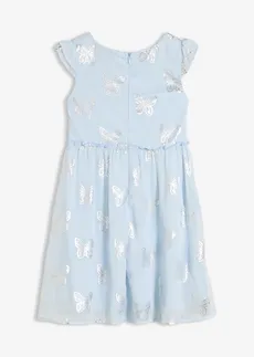 Chiffon jurk in A-lijn • poederblauw-zilverkleur gedessineerd • bonprix online shop