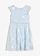 Chiffon jurk in A-lijn, Kleur: poederblauw-zilverkleur gedessineerd