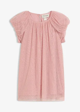 Mini jurk van zacht tule • asroze-zilveren stippen • bonprix online shop