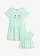 Rochie fete + rochie păpușă, bumbac organic 100% (2 piese), culoare: verde-mentă deschis