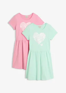 Rochie din jerse 100% bumbac organic (2buc./pac.) • verde-mentă deschis + violet-orhidee fumuriu • magazin bonprix