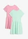 Lot de 2 robes en jersey 100% coton, Couleur: menthe clair + orchidée fumé