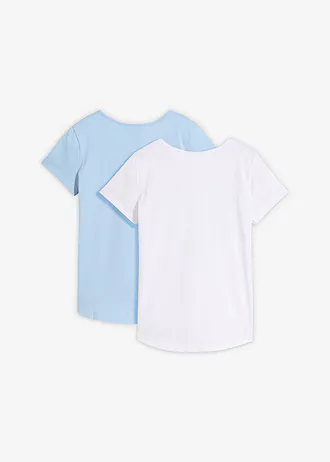 T-shirt  (2 szt.), bawełna organiczna, kolor: jasnoniebieski+biały
