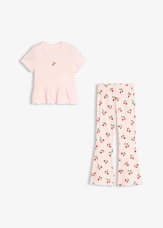 Póló és lefelé bővülő szabású legging (2-részes szett) • világos rózsaszín mintás • bonprix áruház