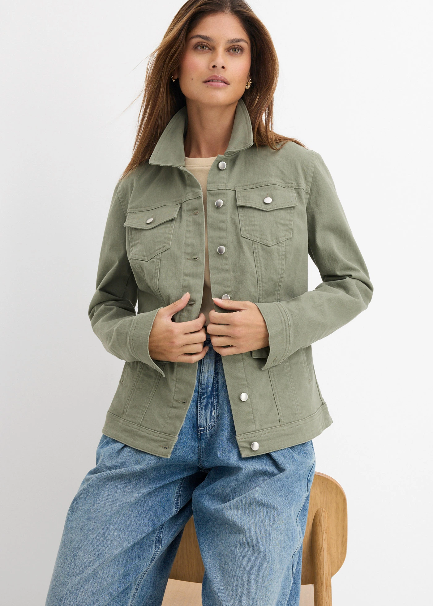 Veste en jean • olive • Boutique bonprix
