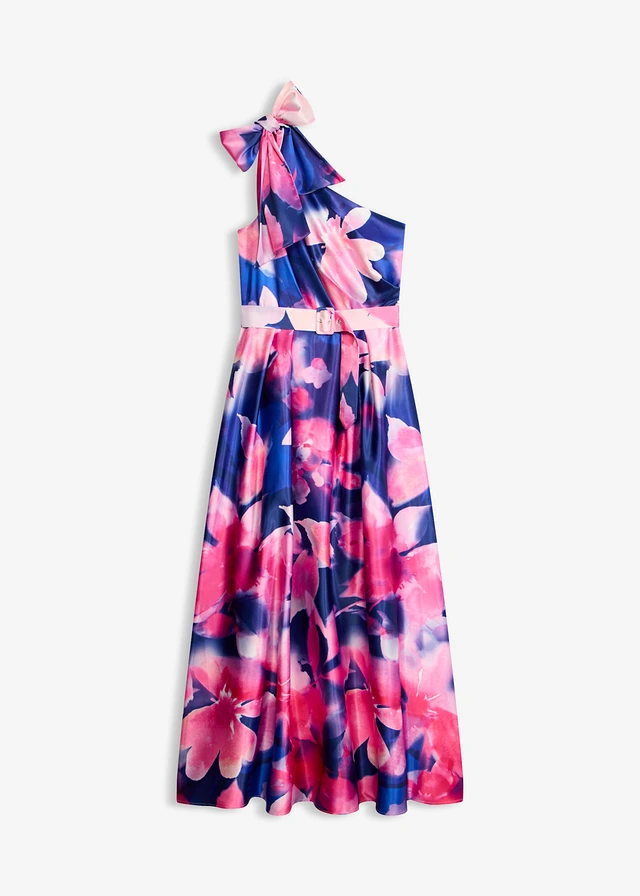 Robe asymétrique en satin brillant