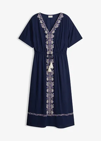 Rochie midi din viscoză fluidă, culoare: bleumarin