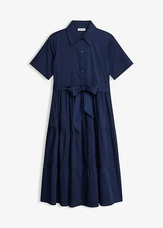 Rochie-bluză din amestec elastic de bumbac • bleumarin • magazin bonprix