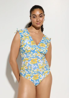 Maillot 1 pièce sculptant à larges bretelles, maintien léger • vert lierre floral • Boutique bonprix