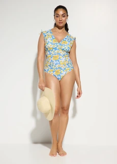 Costum de baie cu efect de modelare ușor, cu bretele late • verde-iederă floral • magazin bonprix
