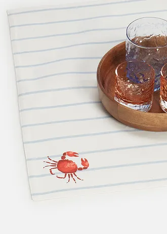 Placemats van biologisch katoen (set van 2), Kleur: poederblauw-grenadine-wit