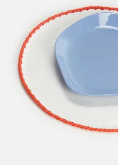 Set acccesorii masă din bumbac organic, cu bordură (set 2 buc.) • roşu-rodie-alb • magazin bonprix