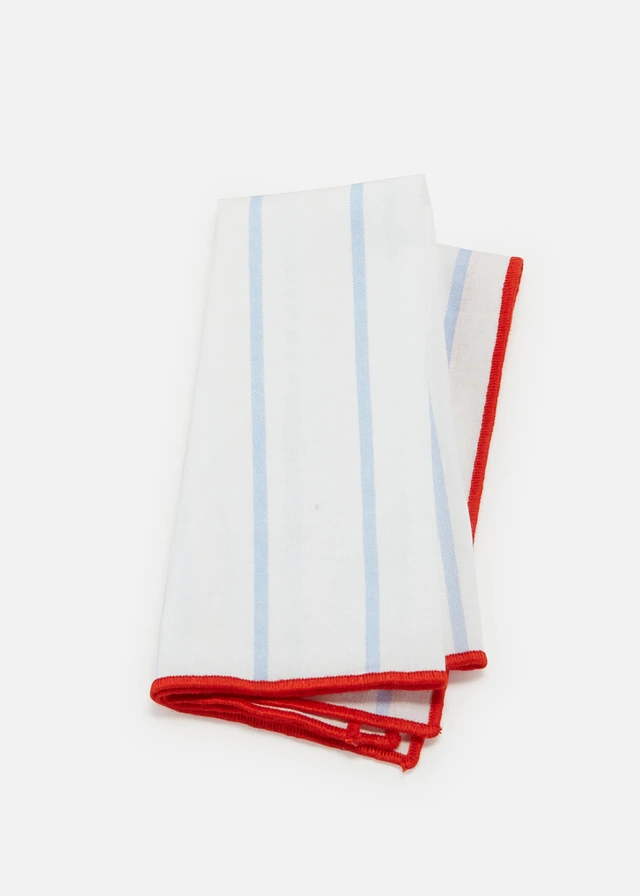 Lot de 2 serviettes en tissu, Couleur: bleu poudré-grenadine-blanc