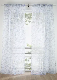 Gordijn van polyester (1 stuk), Kleur: blauw/wit